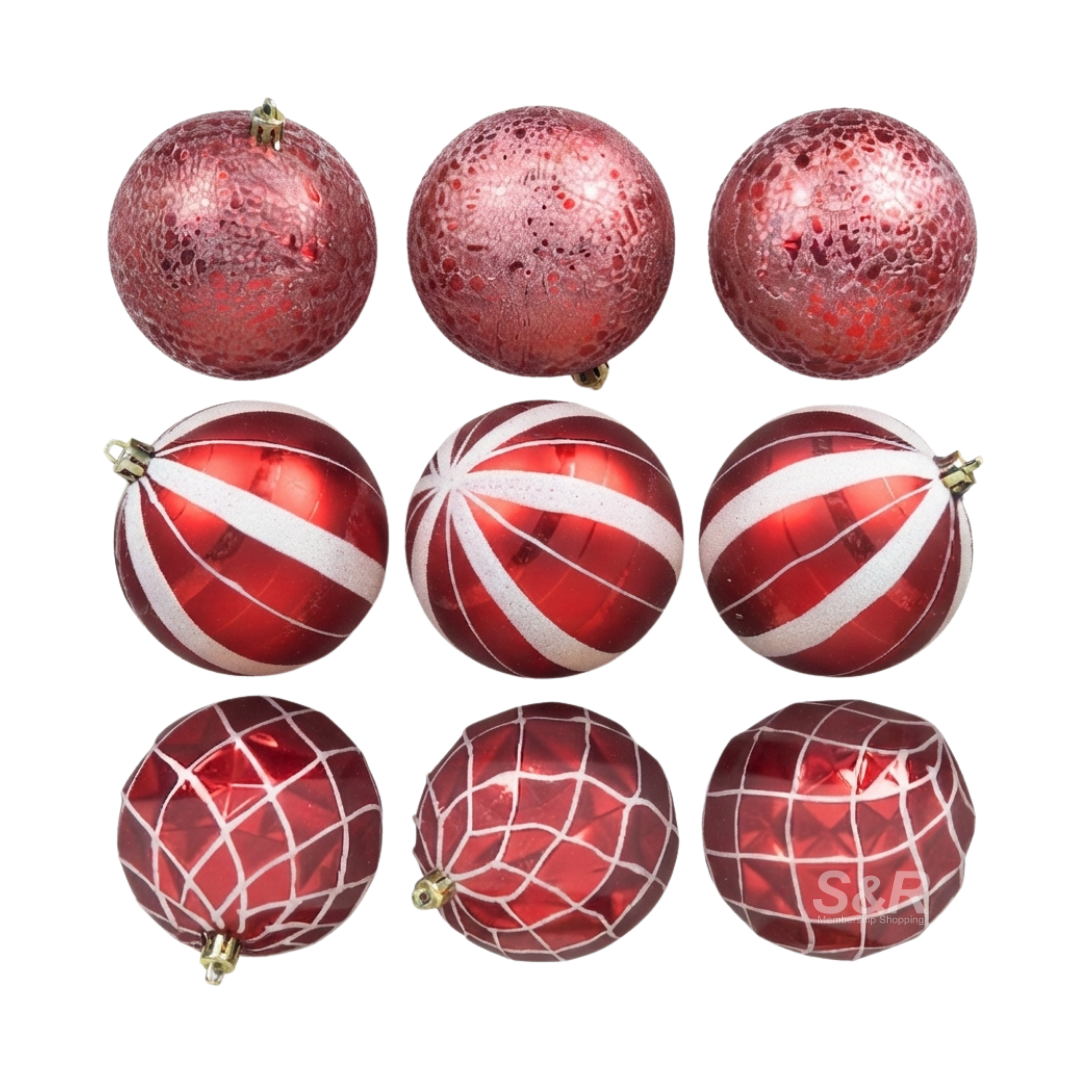 Simply Christmas 10cm Chistmas Balls Red 9 Pieces
